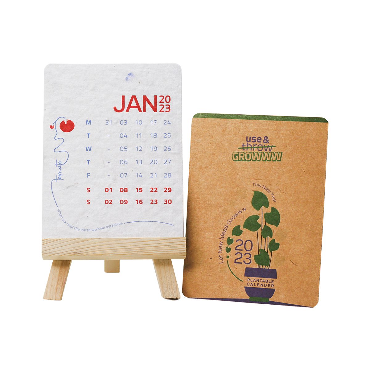 Plantable Calender with Wooden Easel Stand