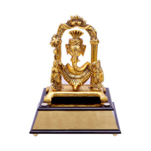 Ganesha Brass Finish with Wooden Base