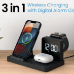 Potronics BELLA 3 in 1 Wireless Charger  Digital Alarm Clock LED Display