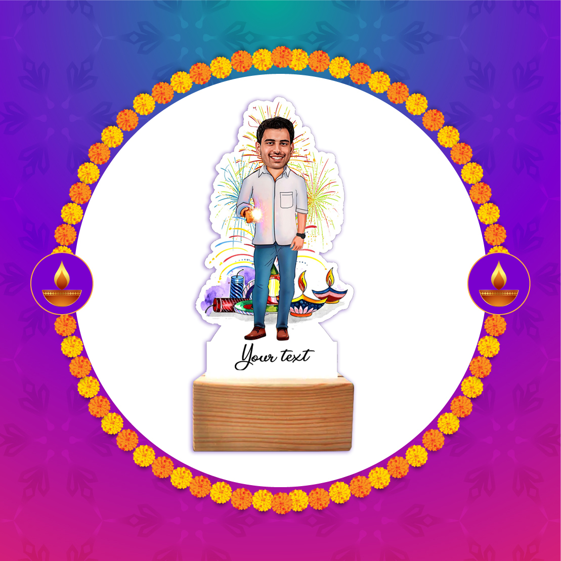 Diwali Personalized Caricatures for Employees - www.swagilo.com