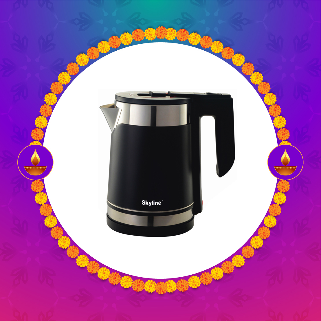 skyline 1.8 litre double wall steel kettle